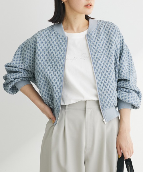 Sugar spoon(シュガースプーン)の「・SUGAR SPOON エンボスチェックブルゾン(ブルゾン・レディース・アイボリー/ブラック/ブルー/ピンク・FREE)」の4枚目の写真