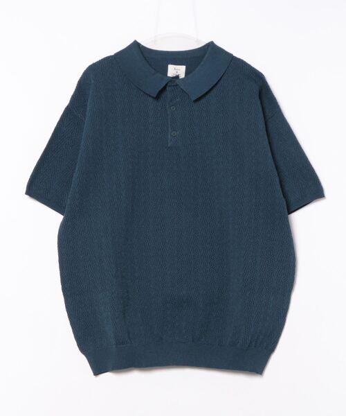 JUGLANS(ユグランス)の「【Revo.】透かし編みジオメパターンPOLOシャツ(ポロシャツ・メンズ・ベージュ/ブルー/ブラック・L/M)」の3枚目の写真