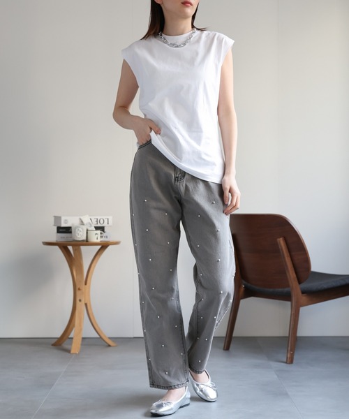 sakishimatokyo（サキシマトーキョー）の「ワイドノースリーブＴシャツ（Tシャツ/カットソー・レディース・チャコールグレー/グレイッシュベージュ/ブラック/ネイビー/ブラウン/ホワイト/ブルー系その他・FREE）」の19枚目の写真