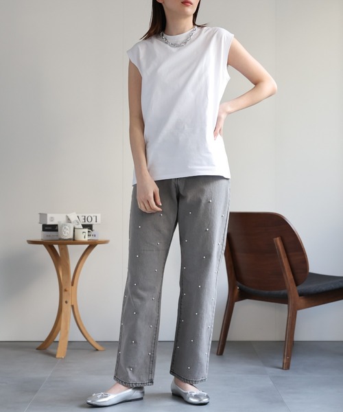 sakishimatokyo（サキシマトーキョー）の「ワイドノースリーブＴシャツ（Tシャツ/カットソー・レディース・チャコールグレー/グレイッシュベージュ/ブラック/ネイビー/ブラウン/ホワイト/ブルー系その他・FREE）」の18枚目の写真