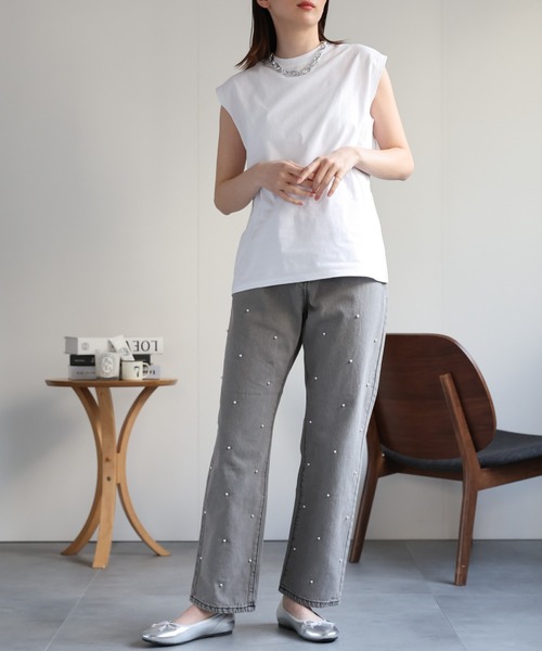 sakishimatokyo（サキシマトーキョー）の「ワイドノースリーブＴシャツ（Tシャツ/カットソー・レディース・チャコールグレー/グレイッシュベージュ/ブラック/ネイビー/ブラウン/ホワイト/ブルー系その他・FREE）」の17枚目の写真