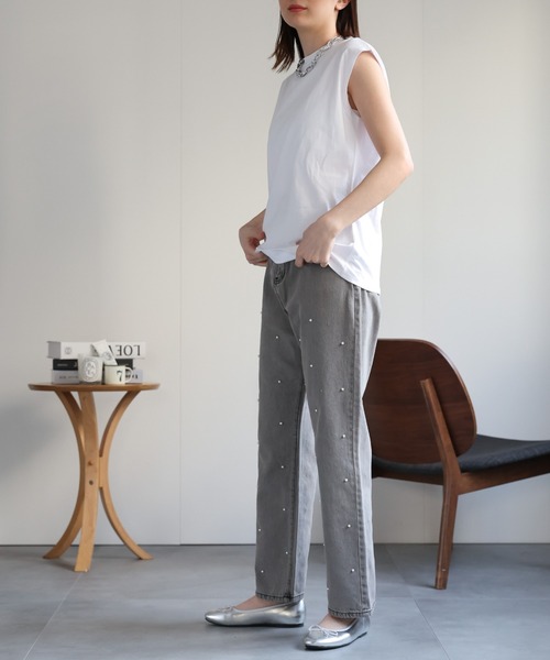 sakishimatokyo（サキシマトーキョー）の「ワイドノースリーブＴシャツ（Tシャツ/カットソー・レディース・チャコールグレー/グレイッシュベージュ/ブラック/ネイビー/ブラウン/ホワイト/ブルー系その他・FREE）」の8枚目の写真