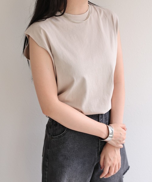 sakishimatokyo(サキシマトーキョー)の「【USAコットン】ワイドノースリーブTシャツ(Tシャツ/カットソー・レディース・チャコールグレー/グレイッシュベージュ/ブラック/ネイビー/ブラウン/ホワイト/ブルー系その他・FREE)」の21枚目の写真