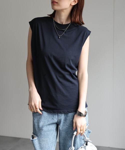 sakishimatokyo(サキシマトーキョー)の「【USAコットン】ワイドノースリーブTシャツ(Tシャツ/カットソー・レディース・チャコールグレー/グレイッシュベージュ/ブラック/ネイビー/ブラウン/ホワイト/ブルー系その他・FREE)」の22枚目の写真