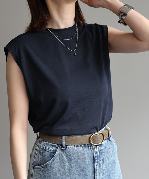 sakishimatokyo(サキシマトーキョー)の「【USAコットン】ワイドノースリーブTシャツ(Tシャツ/カットソー・レディース・チャコールグレー/グレイッシュベージュ/ブラック/ネイビー/ブラウン/ホワイト/ブルー系その他・FREE)」の21枚目の写真