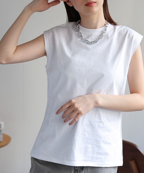 sakishimatokyo(サキシマトーキョー)の「【USAコットン】ワイドノースリーブTシャツ(Tシャツ/カットソー・レディース・チャコールグレー/グレイッシュベージュ/ブラック/ネイビー/ブラウン/ホワイト/ブルー系その他・FREE)」の17枚目の写真