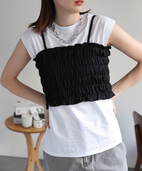 sakishimatokyo（サキシマトーキョー）の「ワイドノースリーブＴシャツ（Tシャツ/カットソー・レディース・チャコールグレー/グレイッシュベージュ/ブラック/ネイビー/ブラウン/ホワイト/ブルー系その他・FREE）」の15枚目の写真