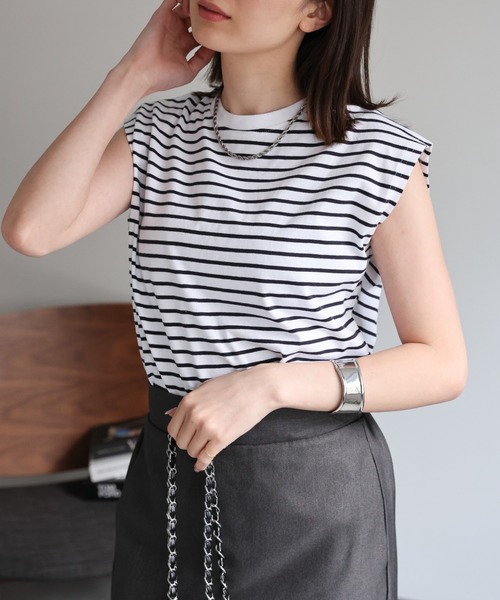 sakishimatokyo(サキシマトーキョー)の「【USAコットン】ワイドノースリーブTシャツ(Tシャツ/カットソー・レディース・チャコールグレー/グレイッシュベージュ/ブラック/ネイビー/ブラウン/ホワイト/ブルー系その他・FREE)」の19枚目の写真