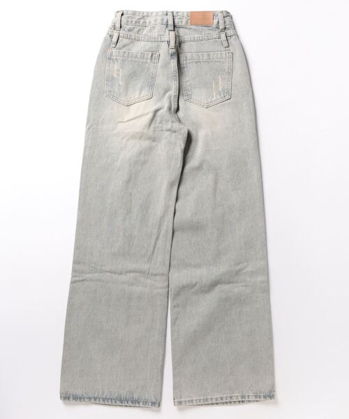 HOOK(フック)の「【HOOK】for girls ダメージウォッシュワイドデニムパンツ(デニムパンツ・レディース・ブルー・S/XL/L/M)」の3枚目の写真