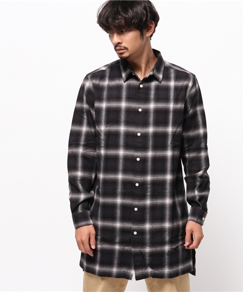 WEGO（ウィゴー）の「WEGO/オンブレチェックロングシャツ（シャツ/ブラウス・メンズ・ブラック系その他/ブルー系その他/レッド系その他・MEDIUM/LARGE）」の10枚目の写真