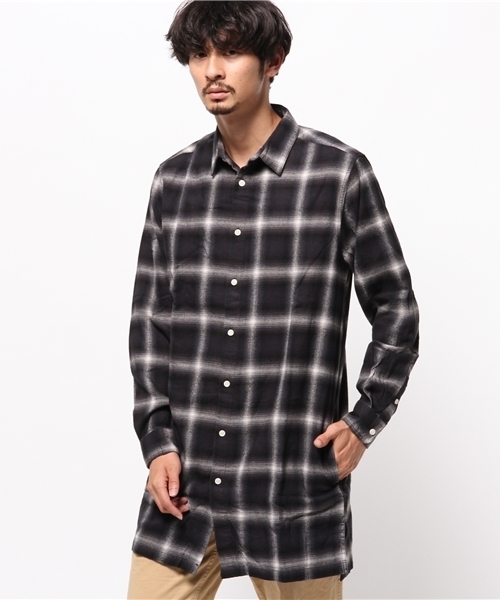 WEGO（ウィゴー）の「WEGO/オンブレチェックロングシャツ（シャツ/ブラウス・メンズ・ブラック系その他/ブルー系その他/レッド系その他・MEDIUM/LARGE）」の18枚目の写真