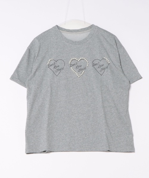 DIAVEL(ディアベル)の「パールハートロゴ韓国ガーリートップス(Tシャツ/カットソー・レディース・ブラック/ホワイト/グレー・M)」の14枚目の写真