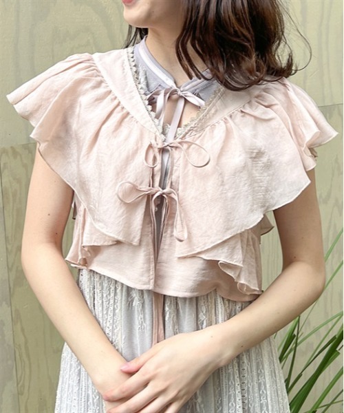 axes femme（アクシーズファム）の「ボリュームフリルボレロ（Tシャツ/カットソー・レディース・ホワイト/ベージュ/ブラック・FREE）」の3枚目の写真