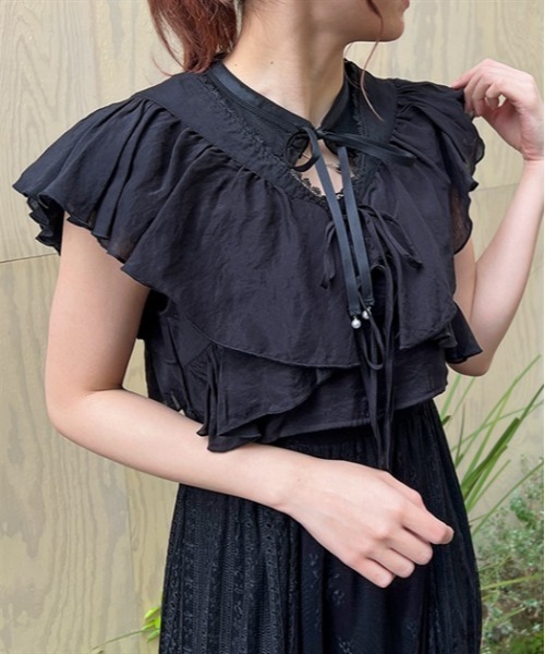 axes femme（アクシーズファム）の「ボリュームフリルボレロ（Tシャツ/カットソー・レディース・ホワイト/ベージュ/ブラック・FREE）」の2枚目の写真