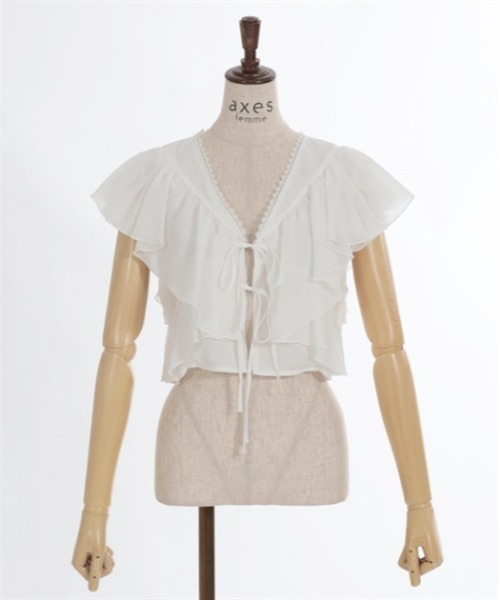 axes femme（アクシーズファム）の「ボリュームフリルボレロ（Tシャツ/カットソー・レディース・ホワイト/ベージュ/ブラック・FREE）」の4枚目の写真