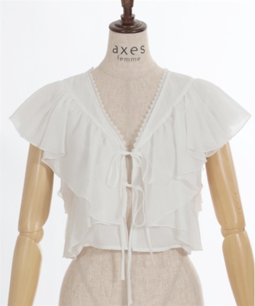 axes femme（アクシーズファム）の「ボリュームフリルボレロ（Tシャツ/カットソー・レディース・ホワイト/ベージュ/ブラック・FREE）」の7枚目の写真