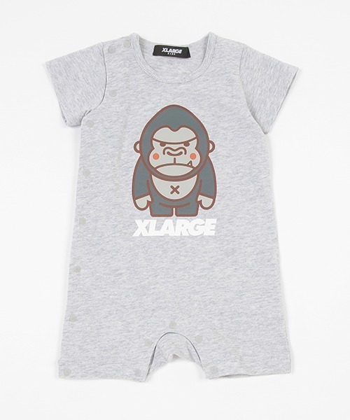 XLARGE KIDS(エクストララージキッズ)の「ファニーゴリラカバーオール(ロンパース・キッズ・トップグレー/ブルー/イエロー・70cm)」の2枚目の写真