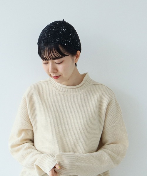 PAR ICI（パーリッシィ）の「ドンカルロ どんぐり帽（ハンチング/ベレー帽・レディース・ブラック/アイボリー・FREE）」の7枚目の写真