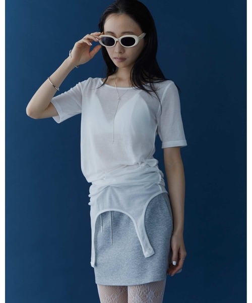 DRWCYS（ドロシーズ）の「2WAYシアーガータートップス（Tシャツ/カットソー・レディース・オフホワイト/グリーン・FREE）」の5枚目の写真