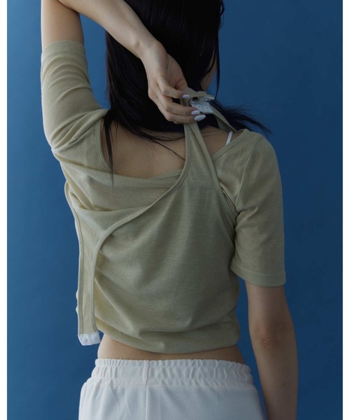 DRWCYS（ドロシーズ）の「2WAYシアーガータートップス（Tシャツ/カットソー・レディース・オフホワイト/グリーン・FREE）」の12枚目の写真