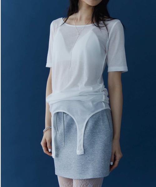 DRWCYS（ドロシーズ）の「2WAYシアーガータートップス（Tシャツ/カットソー・レディース・オフホワイト/グリーン・FREE）」の3枚目の写真