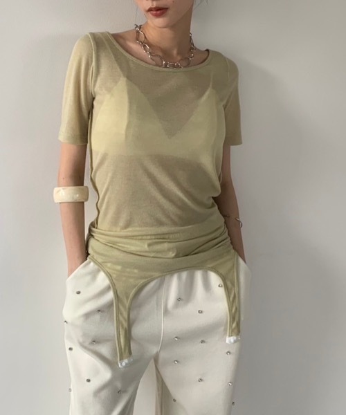 DRWCYS（ドロシーズ）の「2WAYシアーガータートップス（Tシャツ/カットソー・レディース・オフホワイト/グリーン・FREE）」の22枚目の写真