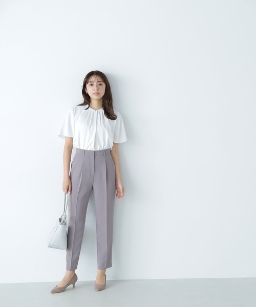 NATURAL BEAUTY BASIC(ナチュラルビューティーベーシック)の「◇フロントタックフレアスリーブブラウス(シャツ/ブラウス・レディース・ブルー/オフホワイト/チャコールグレー・MEDIUM/SMALL)」の12枚目の写真