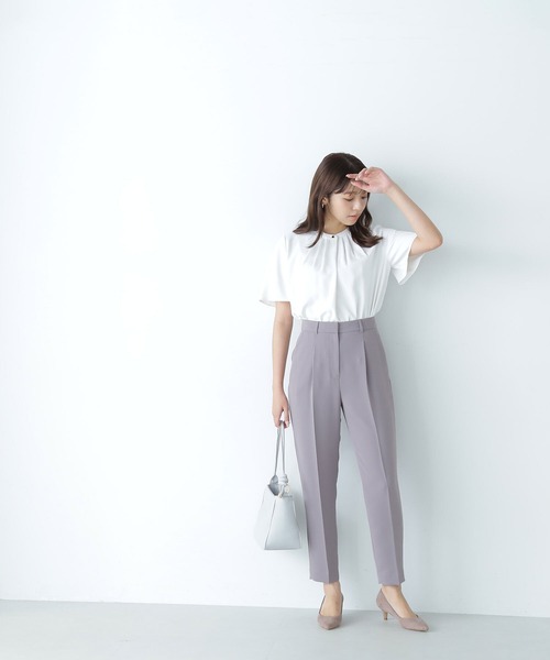 NATURAL BEAUTY BASIC(ナチュラルビューティーベーシック)の「◇フロントタックフレアスリーブブラウス(シャツ/ブラウス・レディース・ブルー/オフホワイト/チャコールグレー・MEDIUM/SMALL)」の13枚目の写真