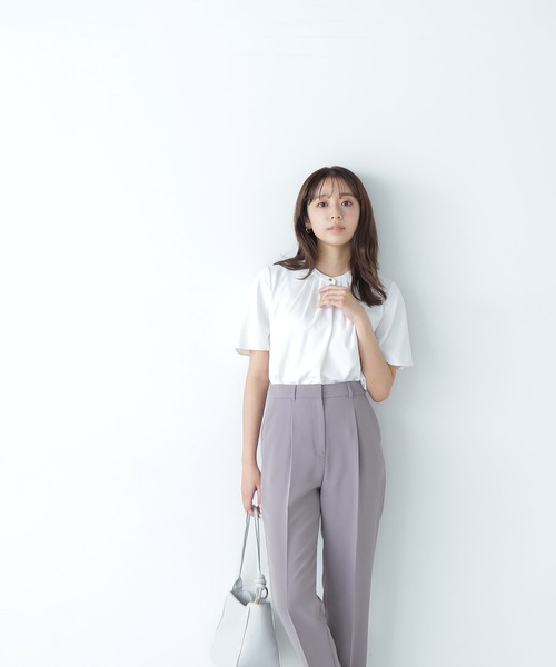 NATURAL BEAUTY BASIC(ナチュラルビューティーベーシック)の「◇フロントタックフレアスリーブブラウス(シャツ/ブラウス・レディース・ブルー/オフホワイト/チャコールグレー・MEDIUM/SMALL)」の15枚目の写真