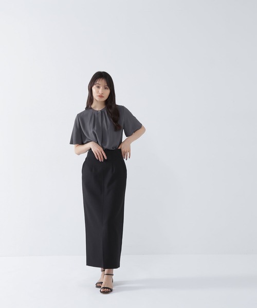 NATURAL BEAUTY BASIC(ナチュラルビューティーベーシック)の「◇フロントタックフレアスリーブブラウス(シャツ/ブラウス・レディース・ブルー/オフホワイト/チャコールグレー・MEDIUM/SMALL)」の22枚目の写真