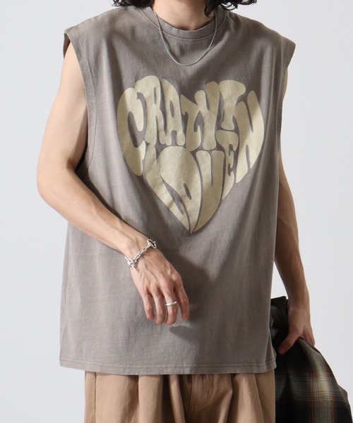 FUNALIVE（ファンアライブ）の「天竺 ﾋﾟｸﾞﾒﾝﾄ ﾌﾟﾘﾝﾄﾉｰｽﾘｰﾌﾞ（タンクトップ・メンズ・ブラック系2/ブラック系1/ブラウン系3/ブラウン系2/ブラウン系1/ブラック系3・XL/L/M）」の4枚目の写真