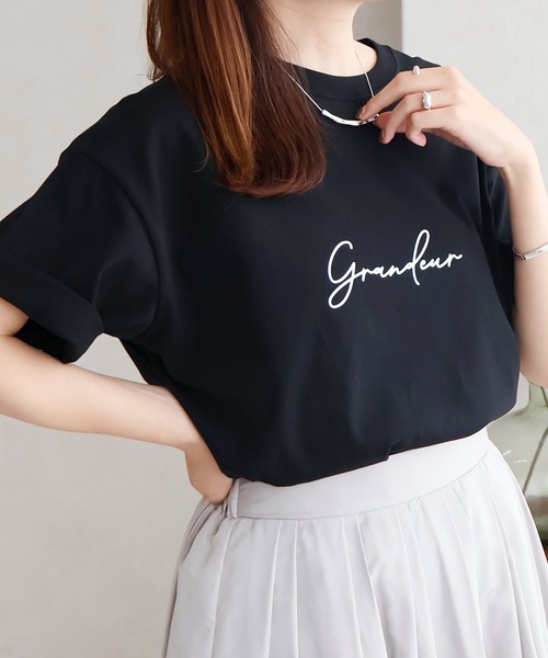 Social GIRL(ソーシャルガール)の「grandeur筆記体ロゴ半袖Tシャツ コットン100%(Tシャツ/カットソー・レディース・ブルー/ブラック/ホワイト・L/M)」の17枚目の写真