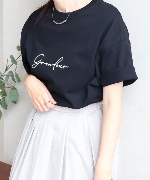 Social GIRL(ソーシャルガール)の「grandeur筆記体ロゴ半袖Tシャツ コットン100%(Tシャツ/カットソー・レディース・ブルー/ブラック/ホワイト・L/M)」の16枚目の写真