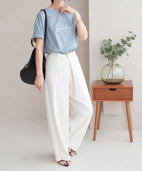 Social GIRL(ソーシャルガール)の「grandeur筆記体ロゴ半袖Tシャツ コットン100%(Tシャツ/カットソー・レディース・ブルー/ブラック/ホワイト・L/M)」の7枚目の写真