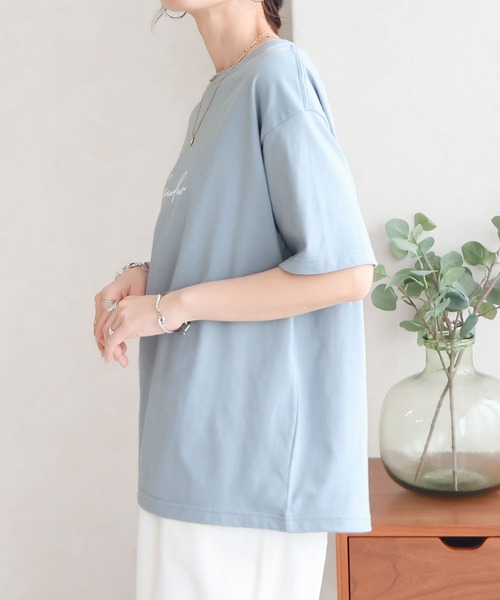 Social GIRL(ソーシャルガール)の「grandeur筆記体ロゴ半袖Tシャツ コットン100%(Tシャツ/カットソー・レディース・ブルー/ブラック/ホワイト・L/M)」の12枚目の写真