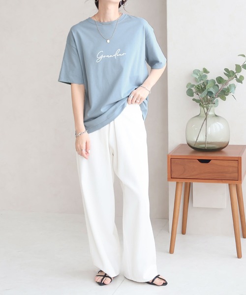 Social GIRL(ソーシャルガール)の「grandeur筆記体ロゴ半袖Tシャツ コットン100%(Tシャツ/カットソー・レディース・ブルー/ブラック/ホワイト・L/M)」の9枚目の写真