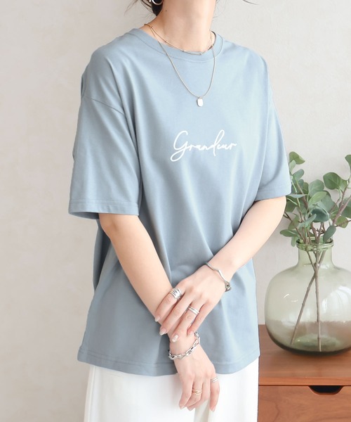 Social GIRL(ソーシャルガール)の「grandeur筆記体ロゴ半袖Tシャツ コットン100%(Tシャツ/カットソー・レディース・ブルー/ブラック/ホワイト・L/M)」の13枚目の写真
