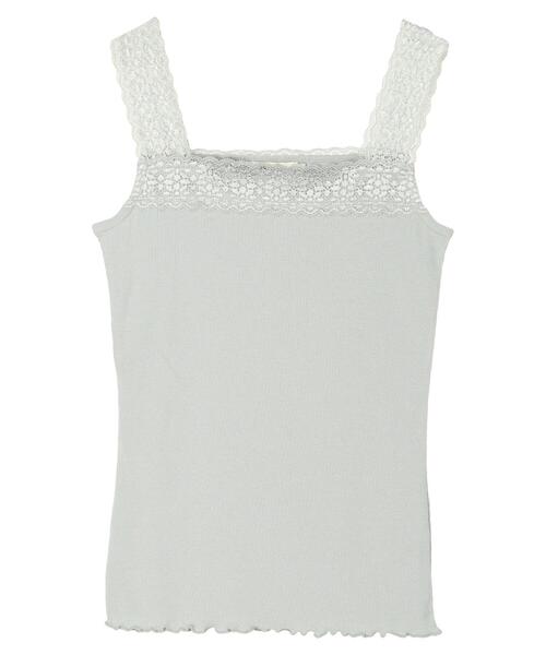 earth music&ecology（アースミュージックアンドエコロジー）の「レーススクエアキャミソール（インナーウェア/肌着・レディース・アイボリー/ブラック/ライトイエロー/ミント・S/M）」の9枚目の写真