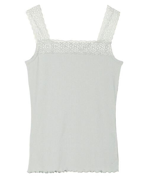 earth music&ecology（アースミュージックアンドエコロジー）の「レーススクエアキャミソール（インナーウェア/肌着・レディース・アイボリー/ブラック/ライトイエロー/ミント・S/M）」の10枚目の写真