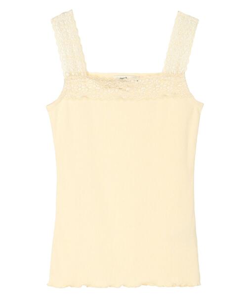 earth music&ecology（アースミュージックアンドエコロジー）の「レーススクエアキャミソール（インナーウェア/肌着・レディース・アイボリー/ブラック/ライトイエロー/ミント・S/M）」の18枚目の写真