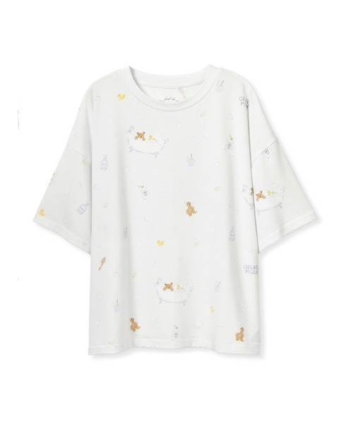 新品 gelato pique バスタイム柄Tシャツ＆ショートパンツ 上下セット gelato pique（ジェラートピケ）の「バスタイム柄Tシャツ