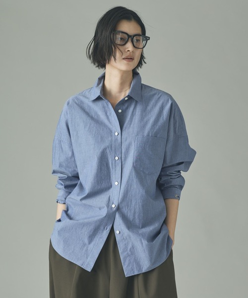 カレンソロジー＜&RC＞ビッグシャツブルー Curensology(カレンソロジー)/＜＆RC＞イングレインビッグシャツ