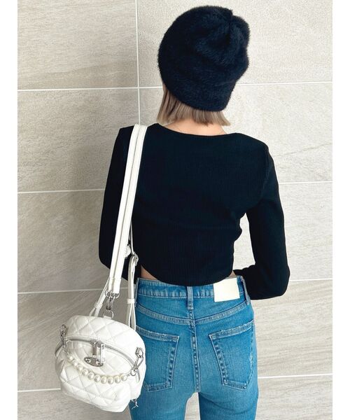 GYDA（ジェイダ）の「Symmetry GYDAシャギーニットCAP（ニットキャップ/ビーニー・レディース・ブラック/オフホワイト・FREE）」の15枚目の写真