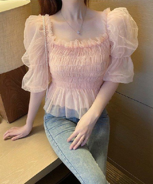 Ritomo De Ricco(リトモ・デ・リコ)の「バレエコアふんわりフリルシフォンブラウス(シャツ/ブラウス・レディース・ホワイト/ピンク・FREE)」の15枚目の写真