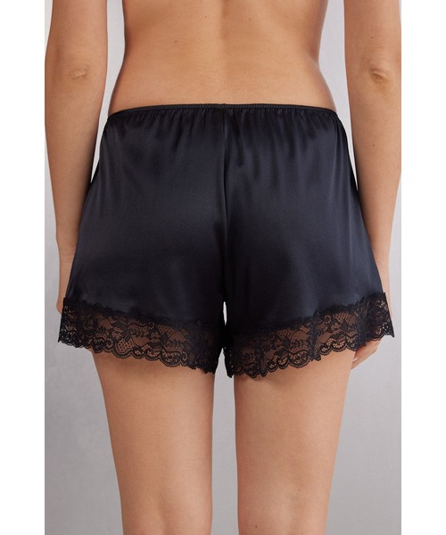 intimissimi ブラック ルームウェアセット レース Intimissimi パジャマ ルームウェア シルク＆レース ショート