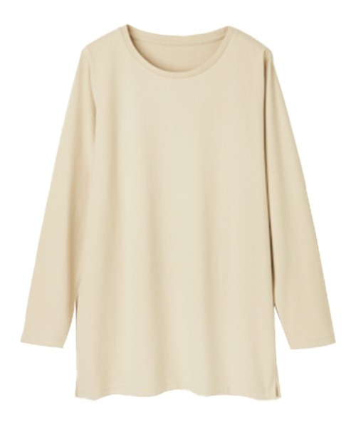 RANAN（ラナン）の「[サスティナブル/吸湿発熱]綿100%裾スリットロンT　プルオーバー（Tシャツ/カットソー・レディース・ブラック/オフホワイト/ライトグレー/グリーン/パープル/イエロー・M/L/LL）」の14枚目の写真