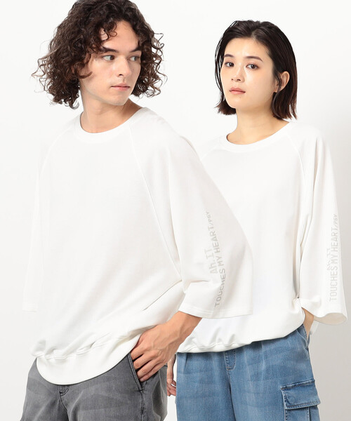 Purple&Yellow(パープルアンドイエロー)の「メッセージプリント6分袖プルオーバー(Tシャツ/カットソー・メンズ・チャコール/パープル/ホワイト・SMALL/MEDIUM/LARGE)」の1枚目の写真