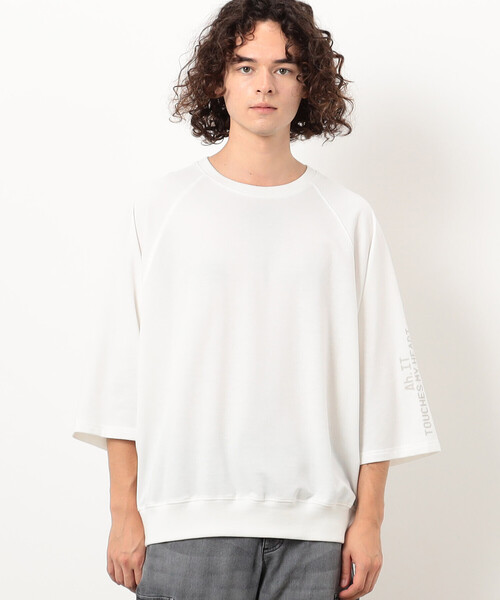 tシャツ 「ロゴプリント6分袖カットプル」 レディース kkftcm8002-ee8.jpg
