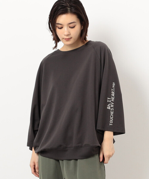 Purple&Yellow(パープルアンドイエロー)の「メッセージプリント6分袖プルオーバー(Tシャツ/カットソー・メンズ・チャコール/パープル/ホワイト・SMALL/MEDIUM/LARGE)」の15枚目の写真