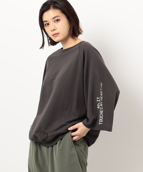 tシャツ 「ロゴプリント6分袖カットプル」 レディース Anytime Songs tシャツ 16/TC 天竺リンガープリントTシャツ(LUCK